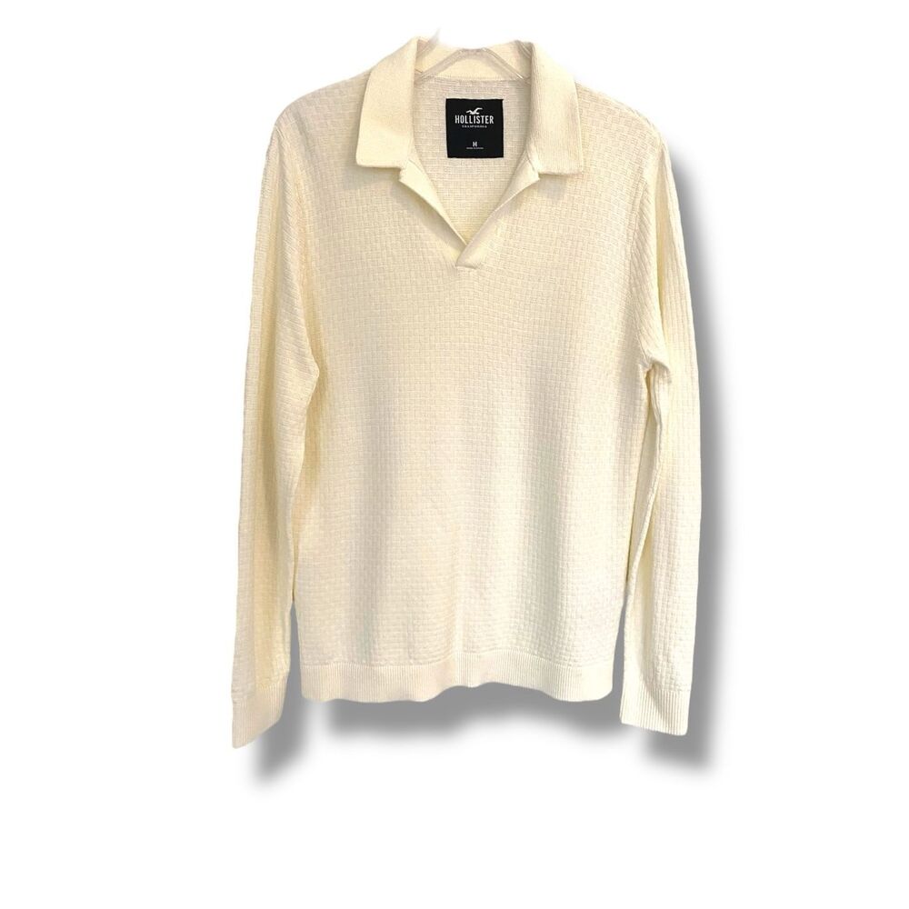 Hollister Ivory Split Neck Lightweight Men Sweater Sz M